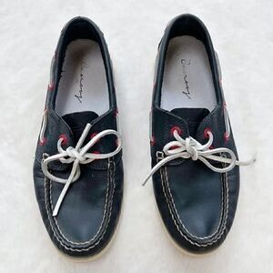 Canoos Golf Shoes Boat Shoe Style Leather Preppy Navy Blue Red size women’s 8